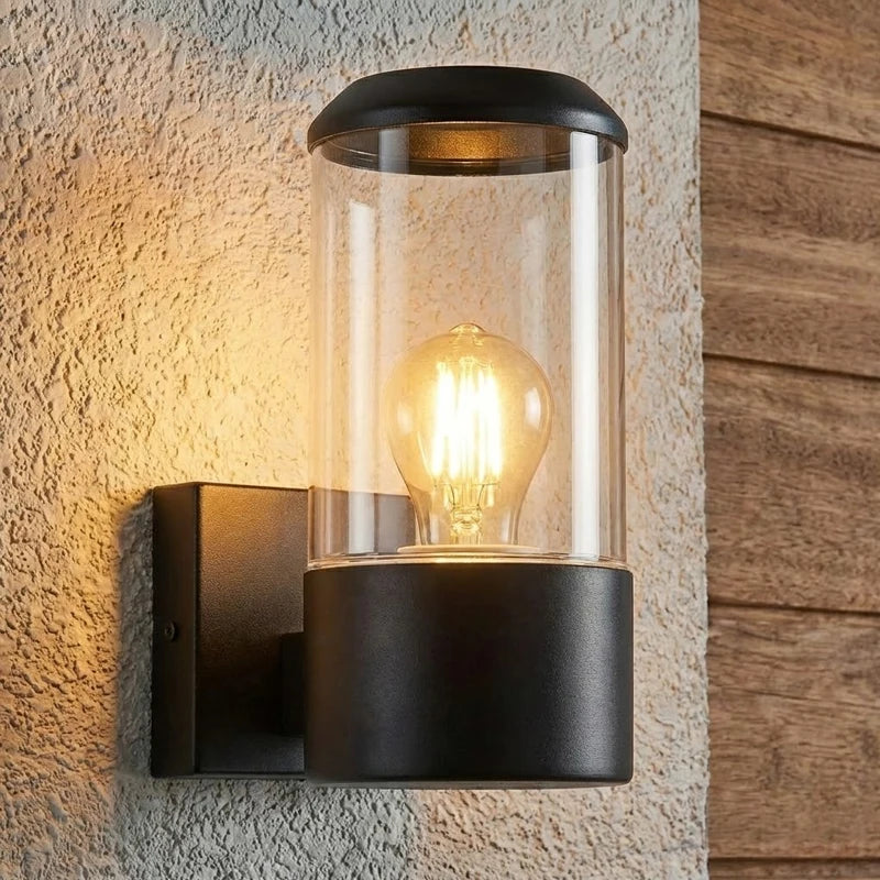 lampe murale extérieure moderne noir transparent autonome ip65 aluminium décoration jardin porche