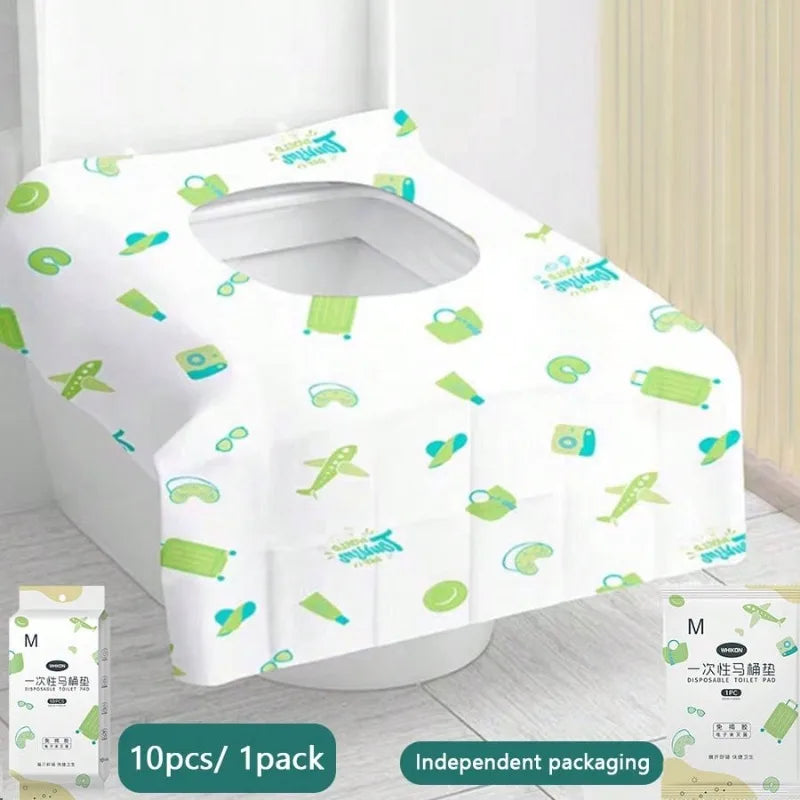 couvre siège toilette jetable blanc vert motif jouets moderne points adhésifs pack 10 20