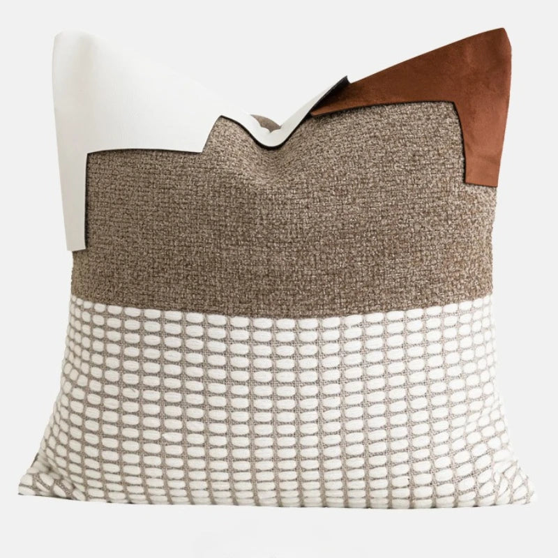 taies d'oreiller géométriques polyester doux moderne beige blanc maison hospitalière