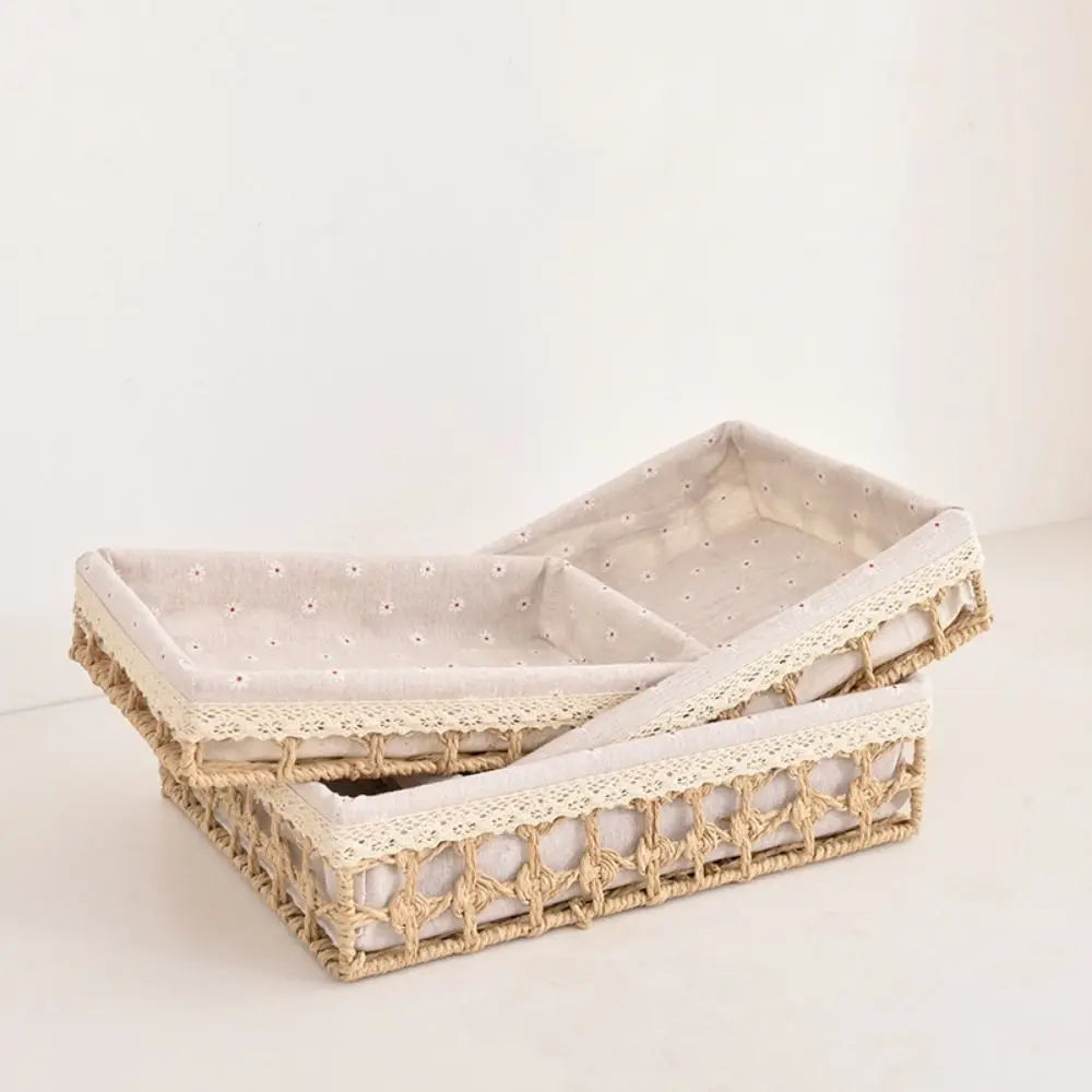 paniers tressés bohème beige gris rustique décoration cosmétiques multipurpose empilables