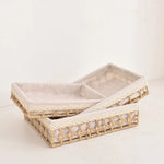 paniers tressés bohème beige gris rustique décoration cosmétiques multipurpose empilables