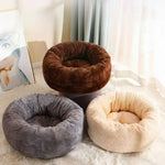 coussin velours doux confortable rond animaux beige marron intérieur hiver étéversible
