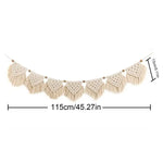 guirlande décorative macramé bohème crème triangles franges suspension bois ethnique