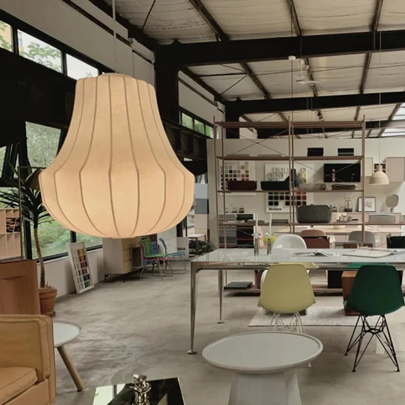 suspension lumineuse moderne blanc beige rayures verticales câble suspendu 4200K 3000K 6500K