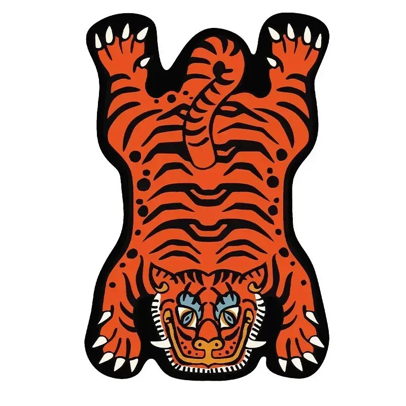 tapis sol enfant tigre orange motif dessin animé chambre salon moderne anti dérapant polyester