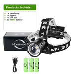 lampe frontale rechargeable led bande ajustable noir blanc certification ul cqc fcc