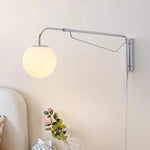 lampe murale articulée blanc chrome moderne minimaliste interrupteur bouton fixée mur câble électrique
