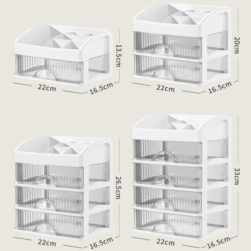 boîte rangement tiroirs transparente blanc moderne organisateur cosmétique multifonctionnelle double