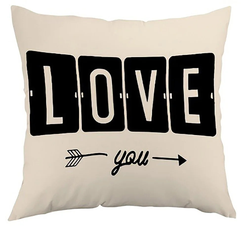 taies d'oreiller jacquard géométriques moderne non toxique 45x45cm polyester coton beige noir motifs textes