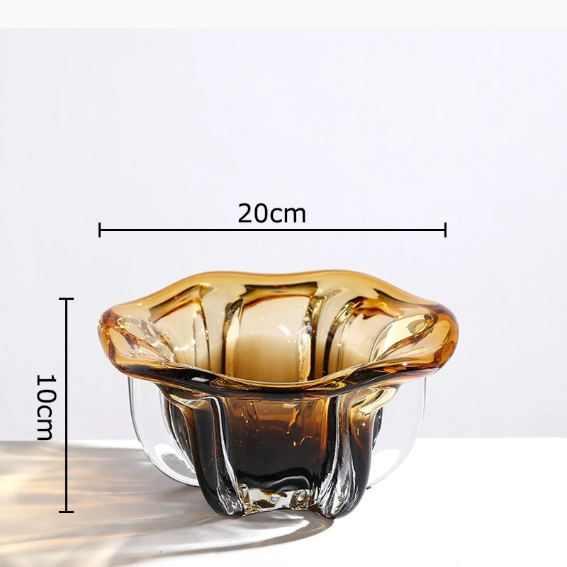 vases verre ambré moderne texturé lignes verticales formes ondulées transparent