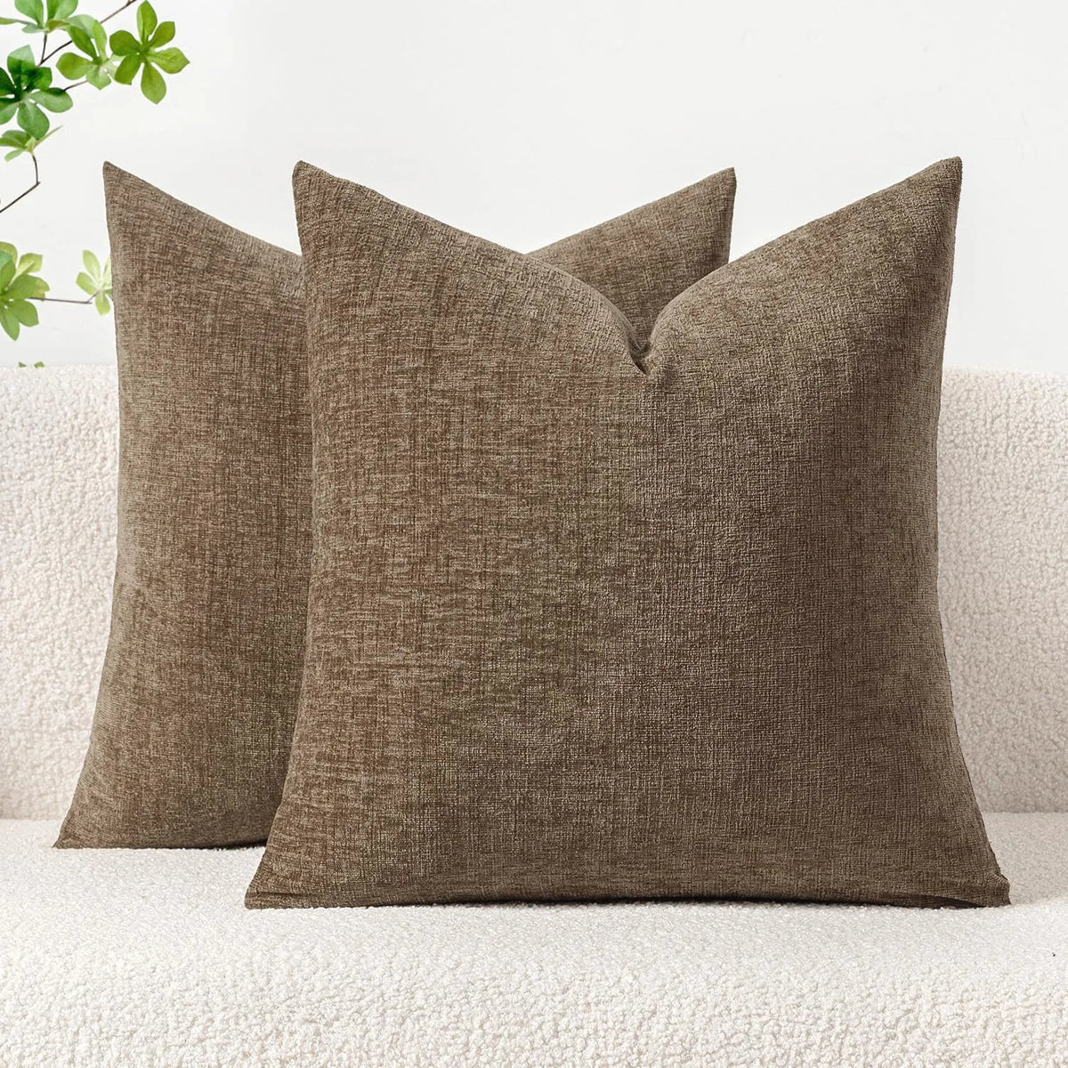 housse coussin carré vert olive texture lin moderne zip invisible canapé décoration maison