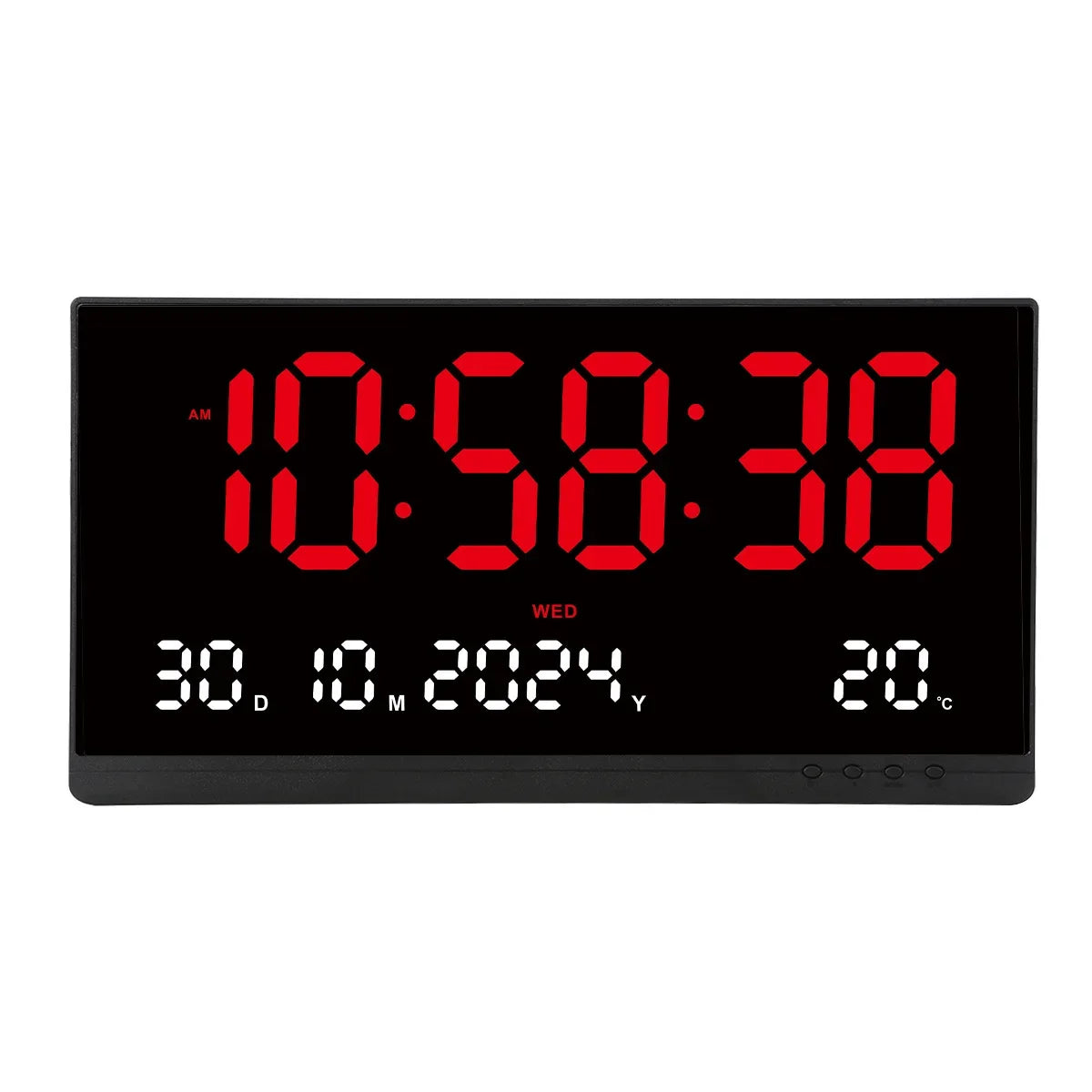 grande horloge murale digitale moderne horaire calendrier température réveil couleur noir rouge bleu blanc