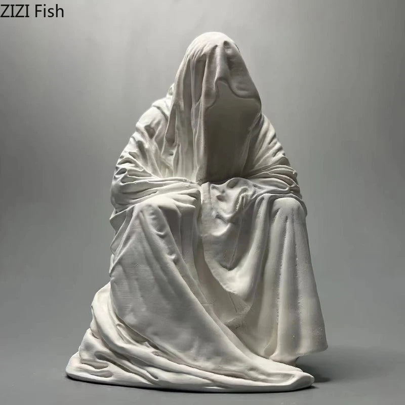 sculpture blanche vêtement recroquevillé décoration intérieure classique moderne minimaliste soyeux ambiance contemporaine objet statique