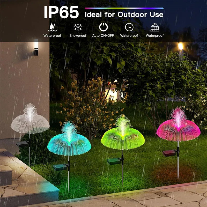 lumière solaire jardin fibre lumineuse violet vert bleu moderne original autonomie ip65 led