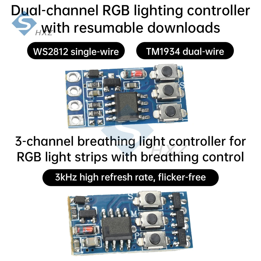 contrôleur lumière led rgb ws2812 3canaux scintillement moderne imprimé bleu opaque