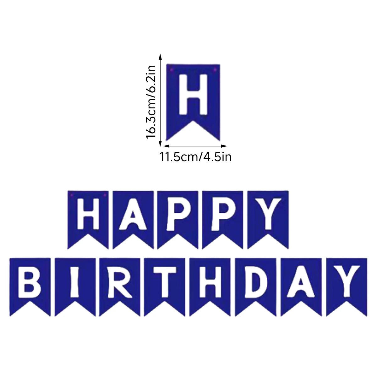 guirlande fanions happy birthday bleu marine lettres imprimées occasion anniversaire mariage classique festif enfants
