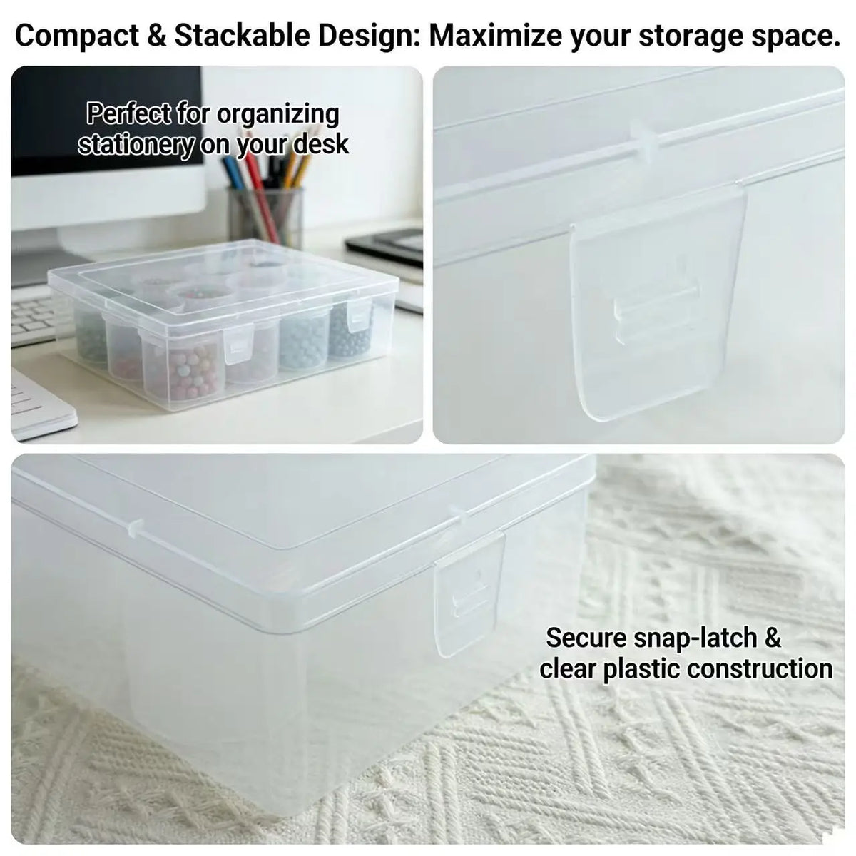 boîtes rangement transparentes compartiments snap latch pratique portables bijoux artisanal