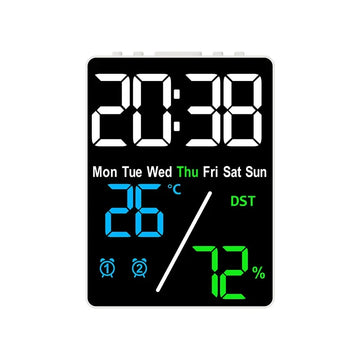 horloge numérique moderne écran led noir blanc affichage heure jour température