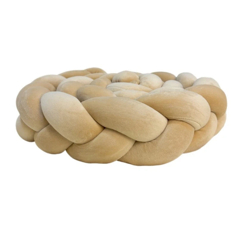 coussin décoratif tressé moderne coton lit salon confortable doux motif tissé beige