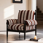 fauteuil classique marron rayures horizontales coussin sofa bois minimaliste moderne salon