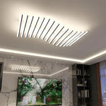 plafonnier moderne acrylique led noir blanc rayures horizontales semi encastrée télécommande lumière chambre salon