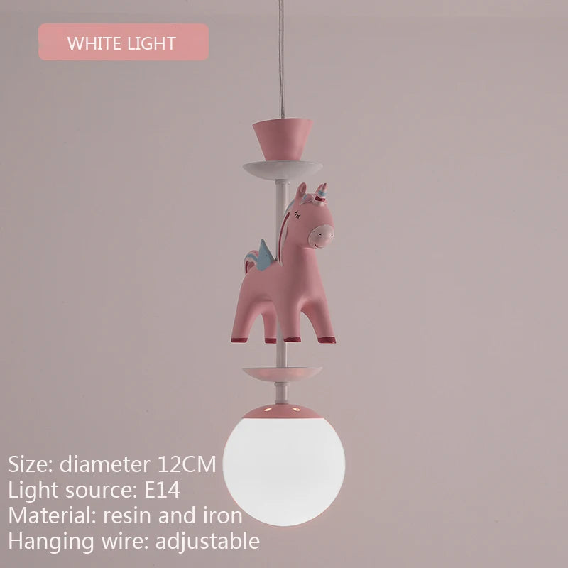 suspension lumineuse verre résine chevaux arc ciel moderne bleu rose enfant blanc contemporain