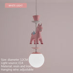suspension lumineuse verre résine chevaux arc ciel moderne bleu rose enfant blanc contemporain