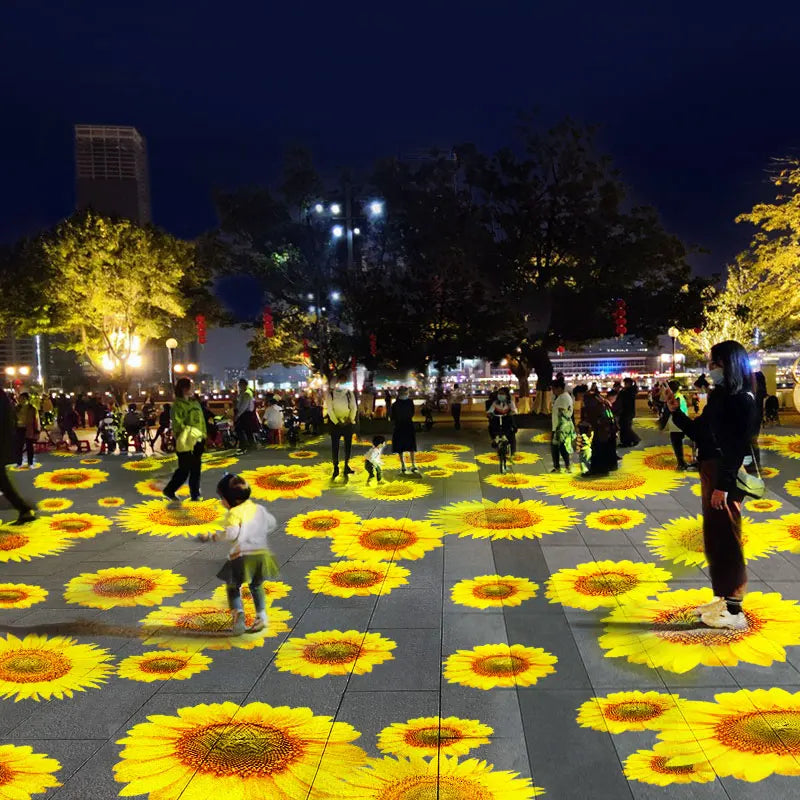 projecteur lumiere dynamique multicolore fleurs modernesextérieur éclairage esthétique économie energie flux lumineux haute qualité