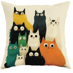 housse coussin chat dessin animé moderne polyester 45x45cm décoration maison lit hospitalière imprimée