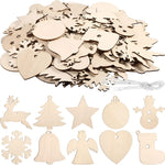 Ornements de Noël en bois non fini avec corde de suspension détaillée