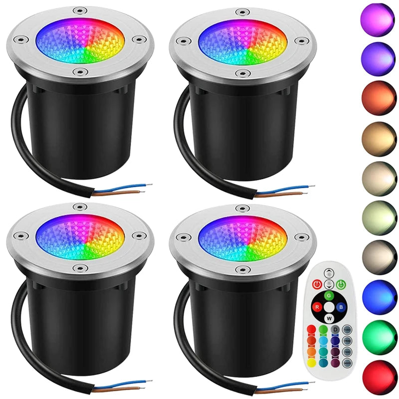spots paysage led rgbw ip65 moderne télécommande blanc chaud rouge visiblesextérieur jardin
