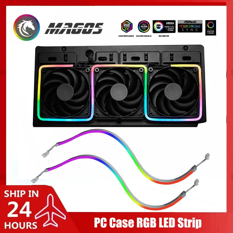 Bande LED RGB Neon noire allumée dans un boîtier PC