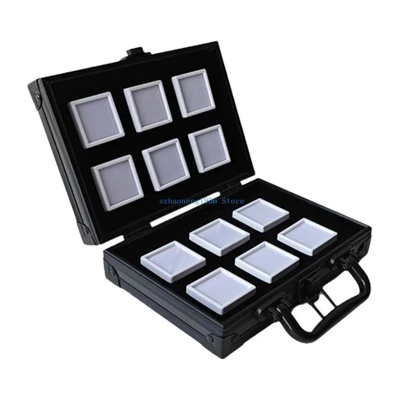 boîte rangement bijoux noir velours pratique poignée 24 compartiments portables cadeaux hommes