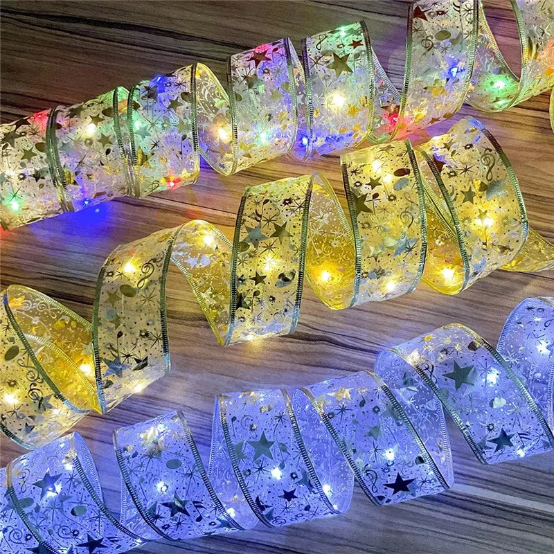 ruban lumineux or blanc multicolore étoiles motifs floraux décoratif festif 10m 5m 2m 100led