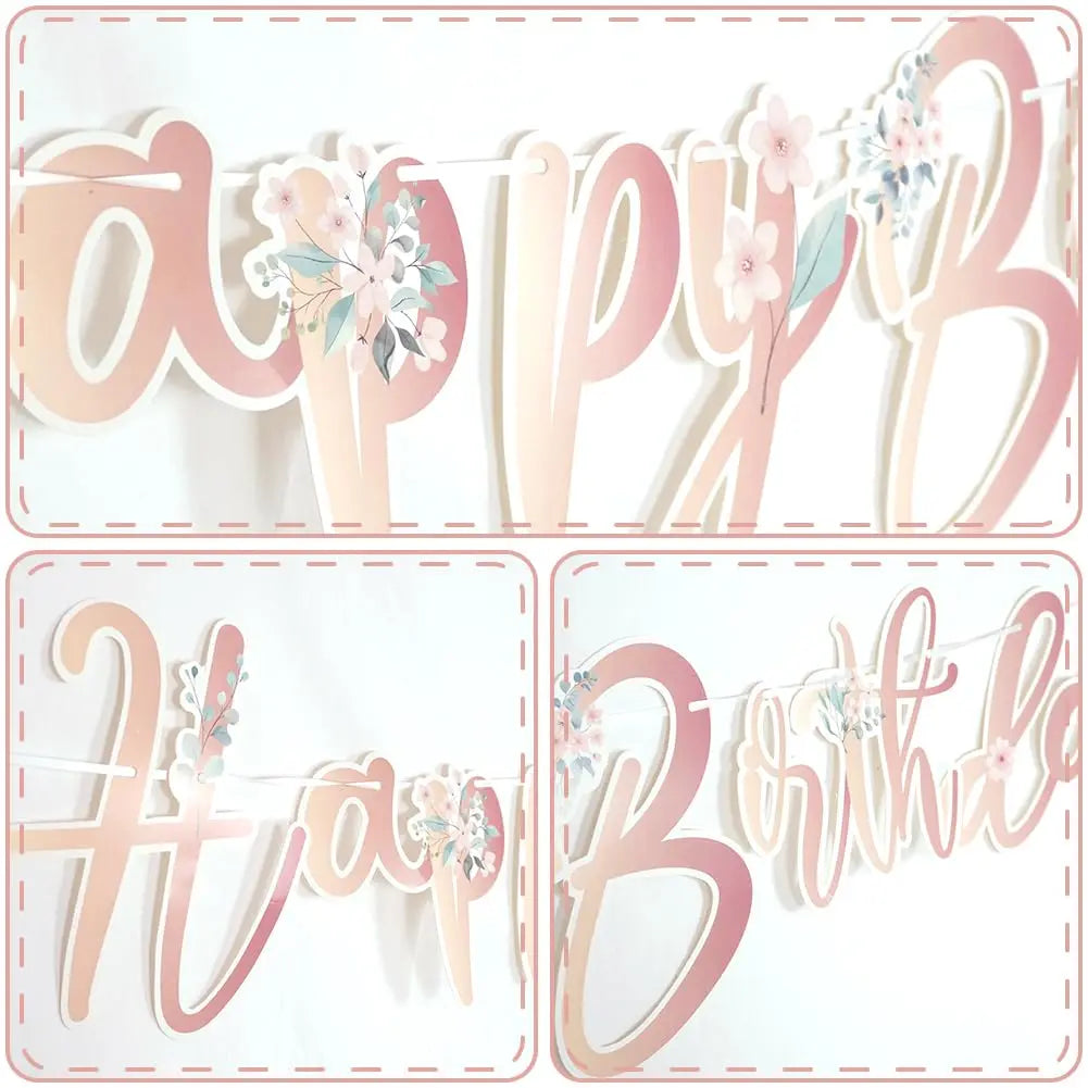 ensembles guirlandes fête multicolores fées fleurs lettres Happy Birthday motifs floraux occasion anniversaire enfants