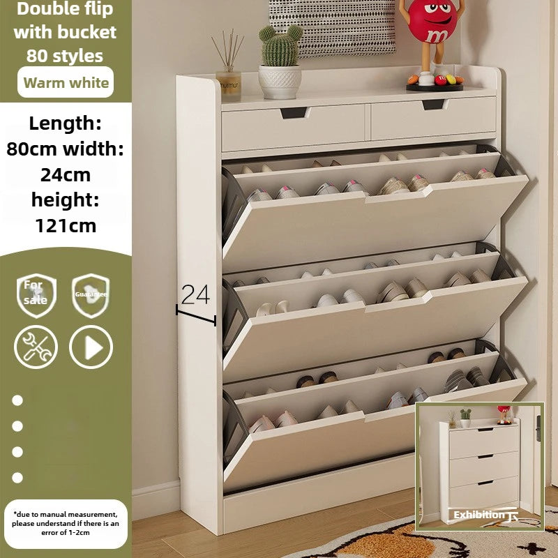 armoire chaussures moderne beige clair tiroirs rangement chaussures objets multifonction bois MDF