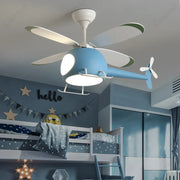 ventilateur hélicoptère led bleu rose jaune vert enfant ludique four blades moderne chambre adolescente
