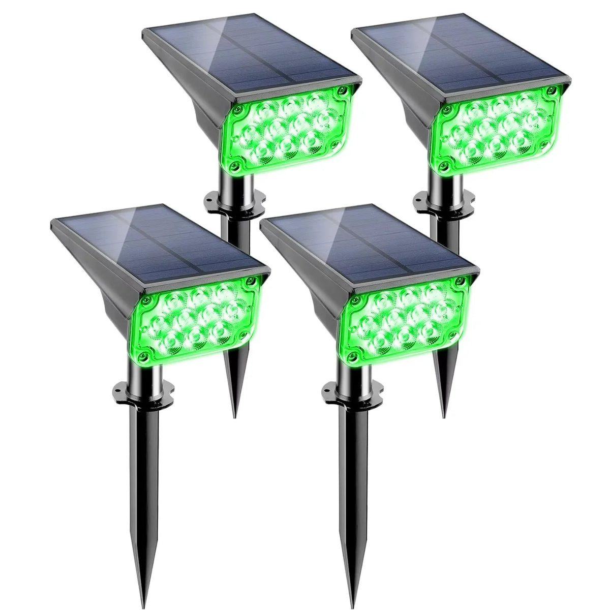 projecteur solaire led vert moderne fixé piquet noir étanche ip65extérieur jardin