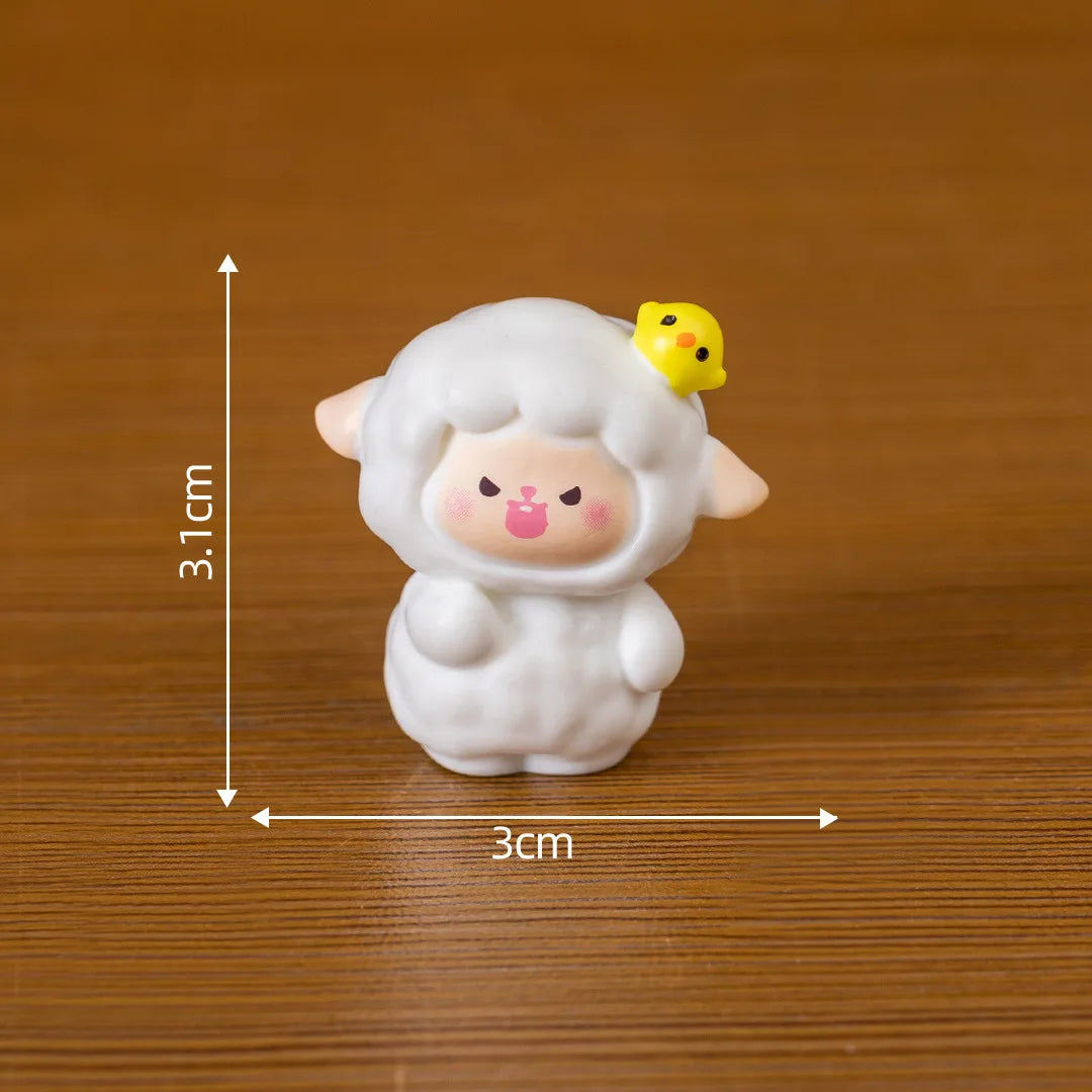 figurines mignonnes moutons résine couleurs variées visage souriant ruban cartoon