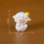 figurines mignonnes moutons résine couleurs variées visage souriant ruban cartoon