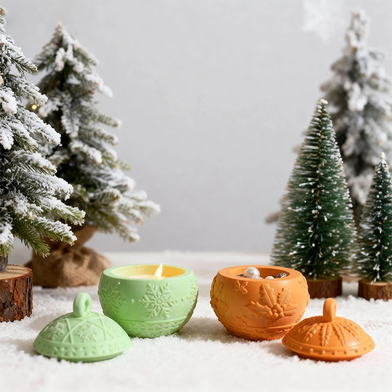 boules noel silicone flocons neige branches houx décoratives traditionnelles vert orange blanc
