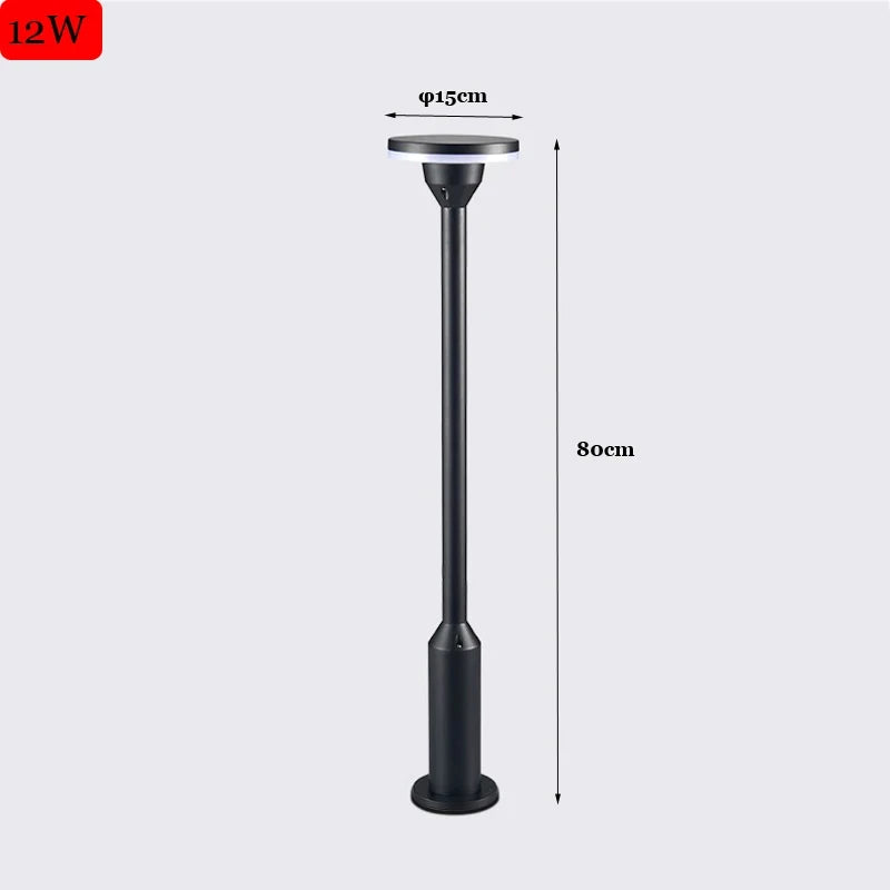 lampe sol moderne éclairage public led étanche ip65 noir base carrée câble électrique flux