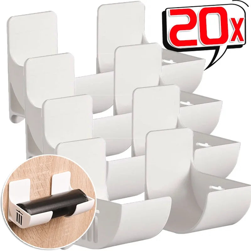 porte sacs poubelle mural adhésif blanc moderne réutilisable plastique rangement cuisine 7cm 6.5cm 4cm