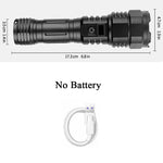 lampe torche rechargeable led noire modes zoom télescopique ipx4 étanche USB