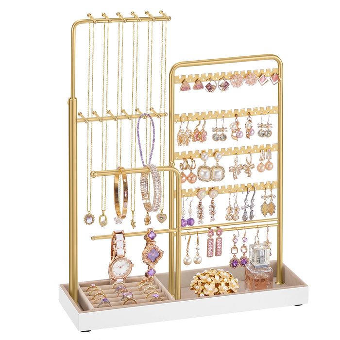Porte-bijoux extensible 3 cadres métal couleur or avec plateau velours