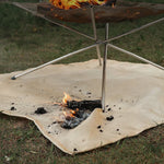 tapis isolant thermique feu toile beige simple sac rangement camping barbecue 100x80cm