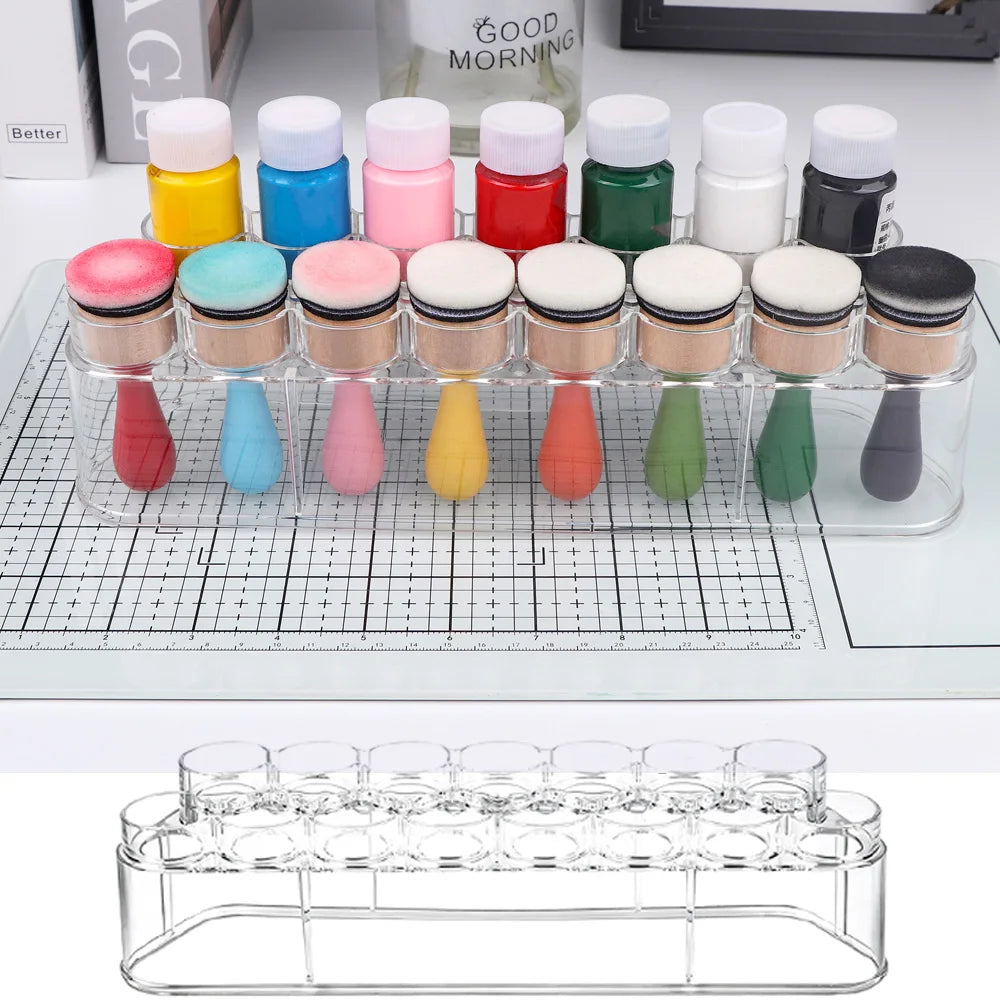 rangement transparent pots bouteilles 16 emplacements moderne scrapbooking artisanal minimaliste