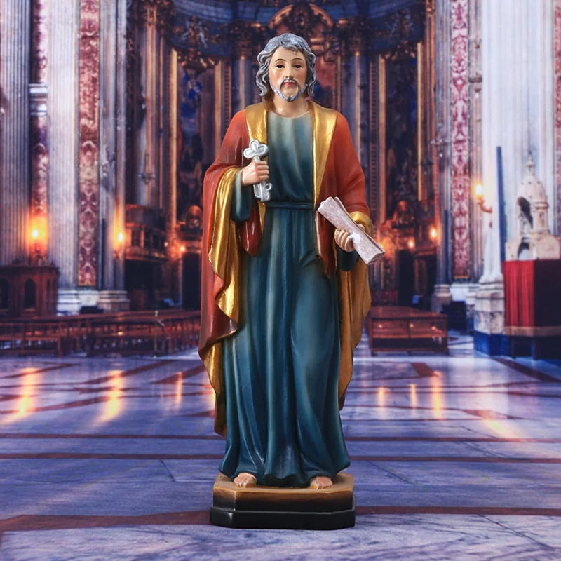 statue résine saint pierre apôtre 21cm clés ciel décoration religieuse maison