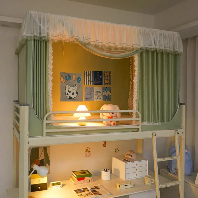 lit mezzanine moustiquaire vert pastel polyester plié anti moustiques extérieur campement moderne douillet uni