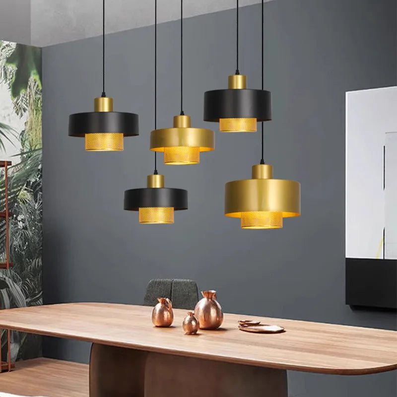 suspension lumineuse moderne or noir blanc câble suspendu ampoule câble diffuseur chambre salon étude